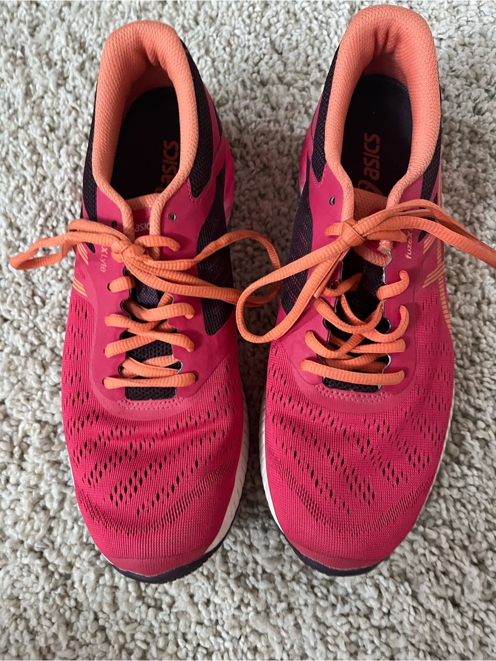 Asics Women's Pink with Orange Accents Athletic Sneakers